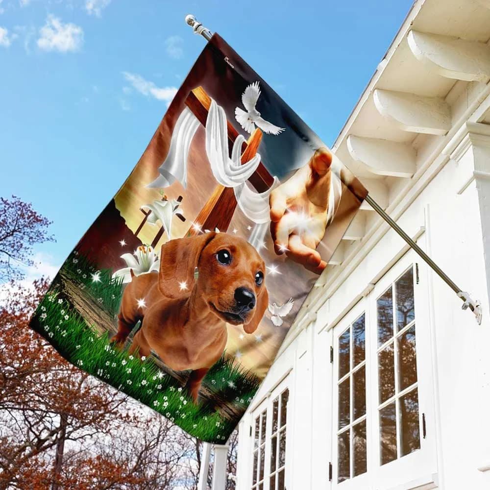 Jesus Is My Savior Dachshund Is My Therapy House Flag, Christian Flag, Christian Flag, Scripture Flag, Garden Banner