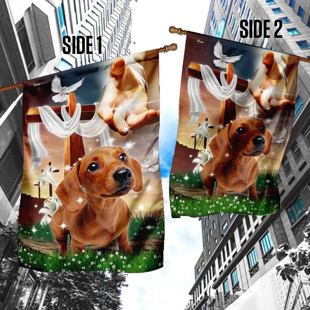 Jesus Is My Savior Dachshund Is My Therapy House Flag, Christian Flag, Christian Flag, Scripture Flag, Garden Banner