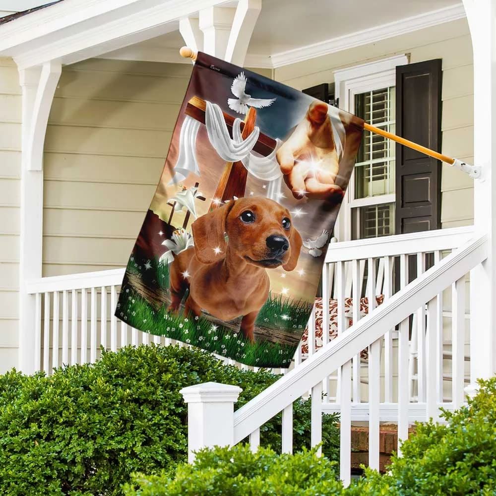 Jesus Is My Savior Dachshund Is My Therapy House Flag, Christian Flag, Christian Flag, Scripture Flag, Garden Banner