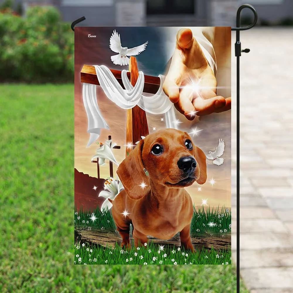 Jesus Is My Savior Dachshund Is My Therapy House Flag, Christian Flag, Christian Flag, Scripture Flag, Garden Banner