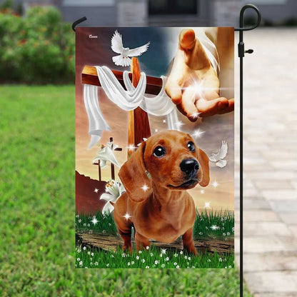 Jesus Is My Savior Dachshund Is My Therapy House Flag, Christian Flag, Christian Flag, Scripture Flag, Garden Banner