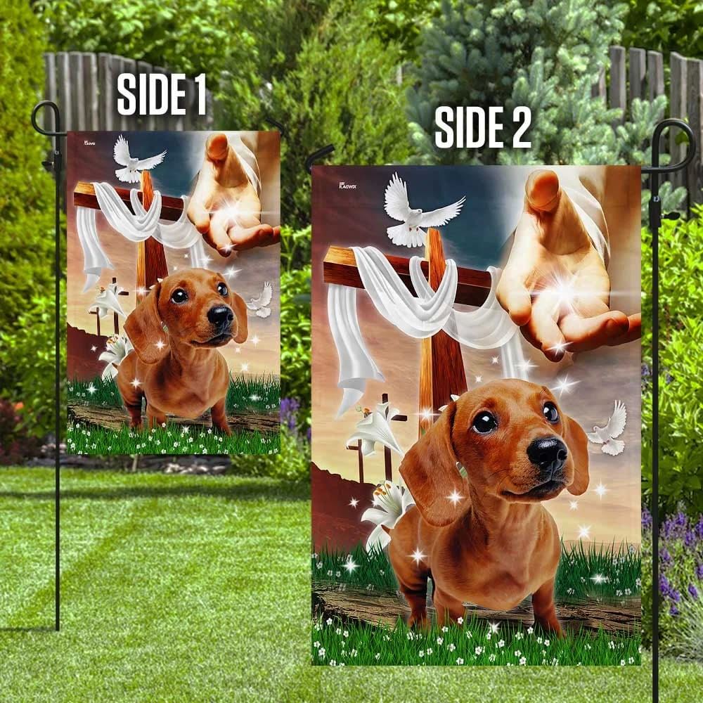 Jesus Is My Savior Dachshund Is My Therapy House Flag, Christian Flag, Christian Flag, Scripture Flag, Garden Banner
