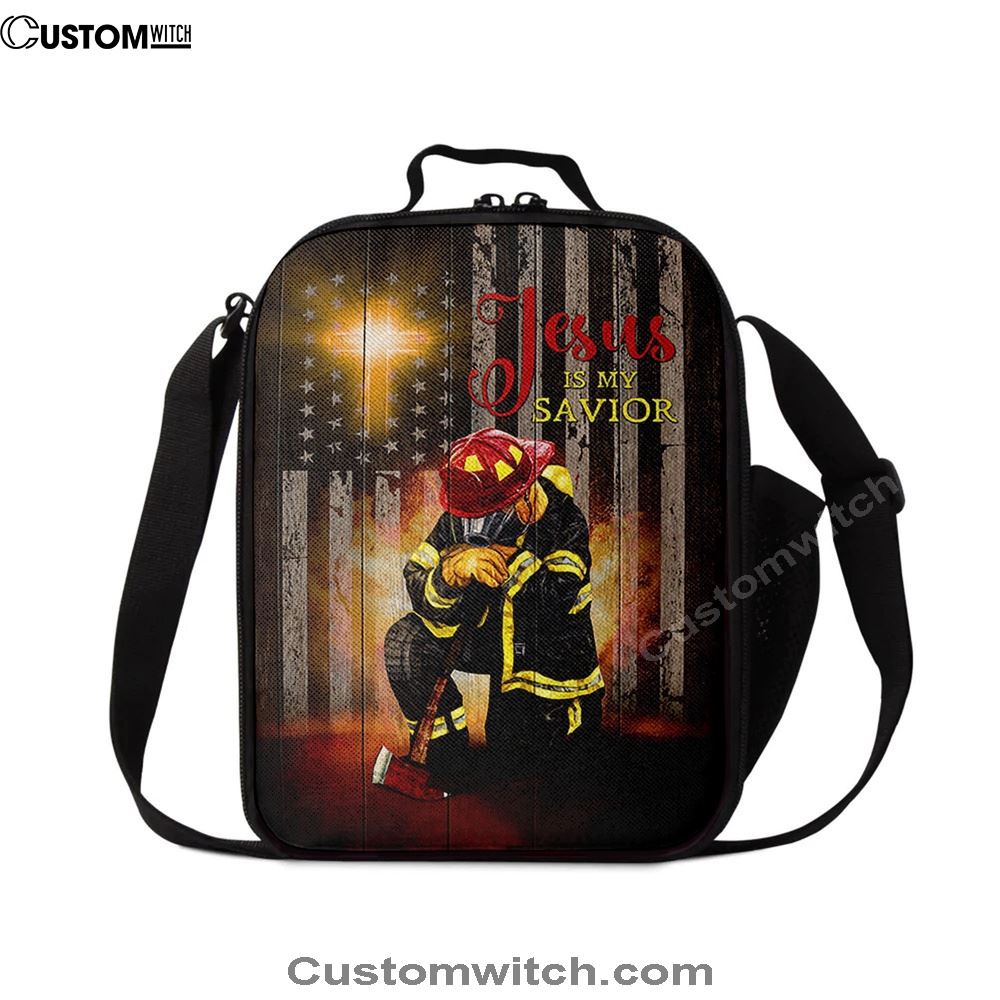 Jesus Is My Savior Firefighter Fireman Lunch Bag, Christian Lunch Box For School, Picnic