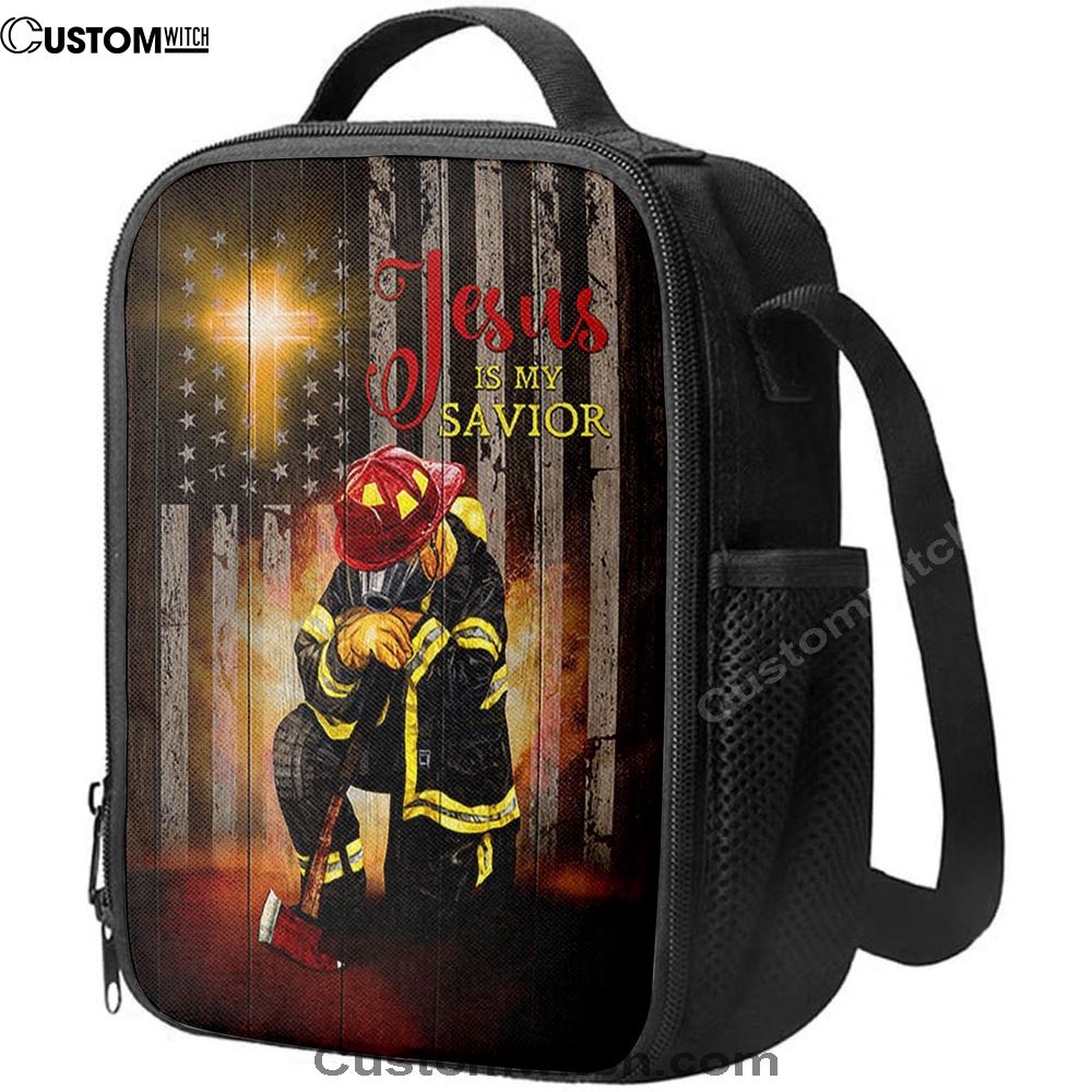 Jesus Is My Savior Firefighter Fireman Lunch Bag, Christian Lunch Box For School, Picnic