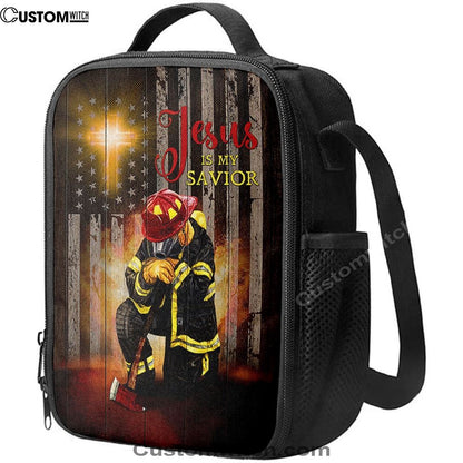 Jesus Is My Savior Firefighter Fireman Lunch Bag, Christian Lunch Box For School, Picnic
