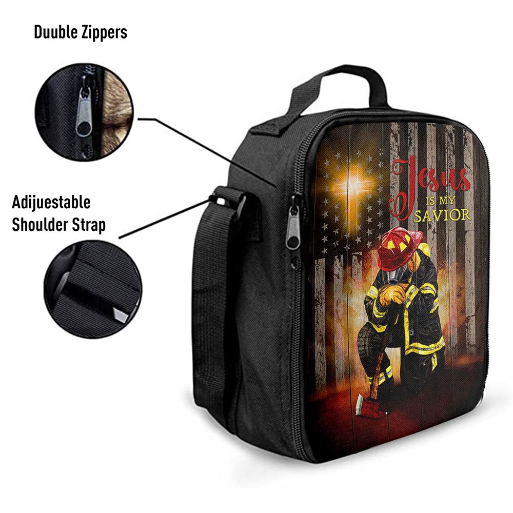 Jesus Is My Savior Firefighter Fireman Lunch Bag, Christian Lunch Box For School, Picnic