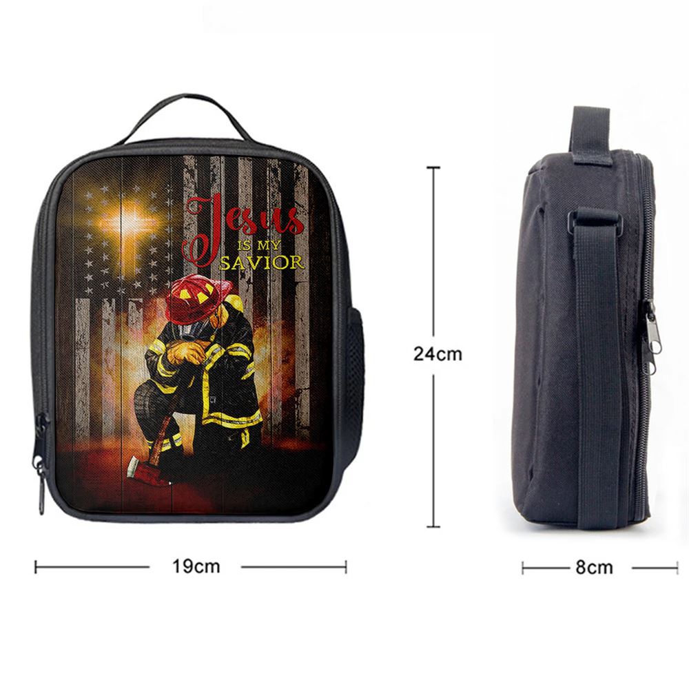 Jesus Is My Savior Firefighter Fireman Lunch Bag, Christian Lunch Box For School, Picnic