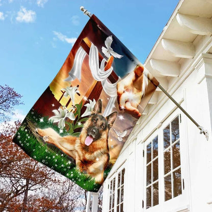 Jesus Is My Savior German Shepherd Is My Therapy House Flag, Christian Flag, Christian Flag, Scripture Flag, Garden Banner