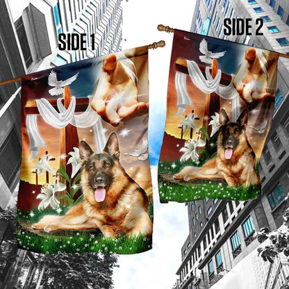 Jesus Is My Savior German Shepherd Is My Therapy House Flag, Christian Flag, Christian Flag, Scripture Flag, Garden Banner