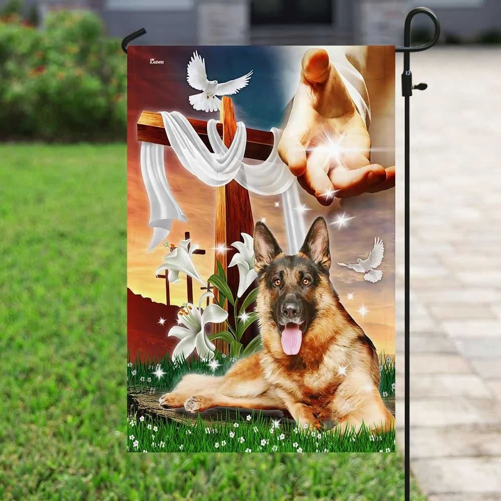 Jesus Is My Savior German Shepherd Is My Therapy House Flag, Christian Flag, Christian Flag, Scripture Flag, Garden Banner
