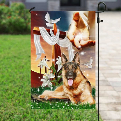 Jesus Is My Savior German Shepherd Is My Therapy House Flag, Christian Flag, Christian Flag, Scripture Flag, Garden Banner