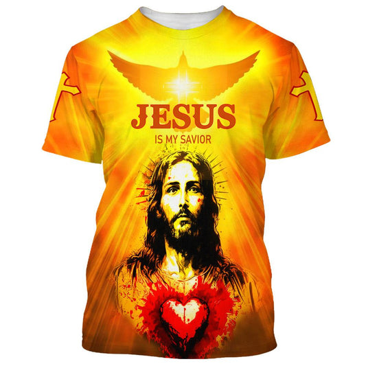 Jesus Is My Savior Heart All Over Print 3D T Shirt For Men And Women, Christian T-Shirt, Faith Shirt