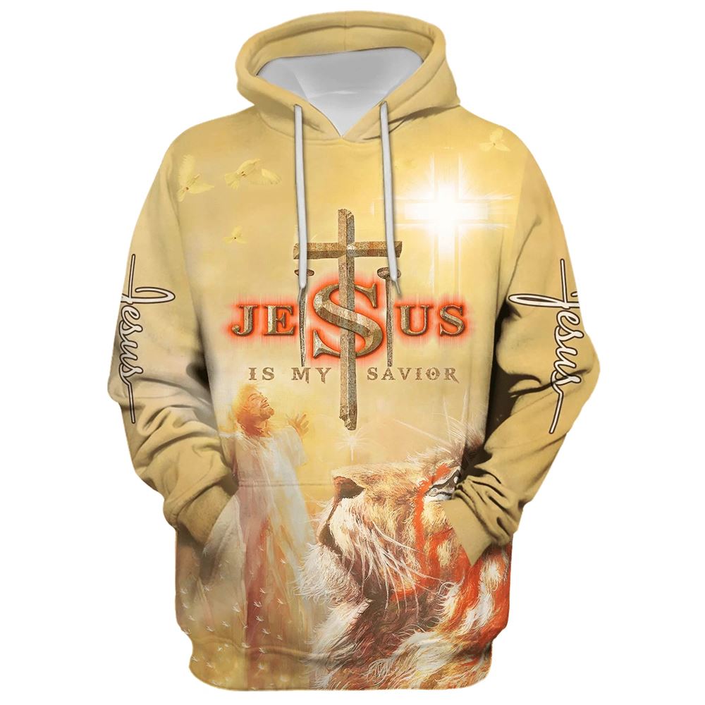 Jesus Is My Savior, Jesus And Lion Hoodie For Men & Women, God 3D Printed Hoodie, Christian Apparel Hoodies