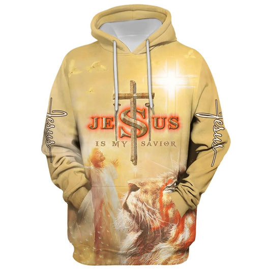 Jesus Is My Savior, Jesus And Lion Hoodie For Men & Women, God 3D Printed Hoodie, Christian Apparel Hoodies