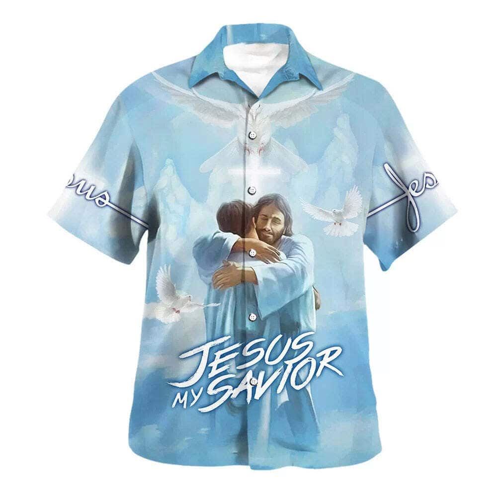 Jesus Is My Savior Jesus Hugging Hawaiian Shirt For Men, Christian Hawaiian Shirt, Gift For Christian
