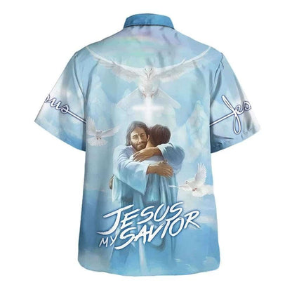 Jesus Is My Savior Jesus Hugging Hawaiian Shirt For Men, Christian Hawaiian Shirt, Gift For Christian