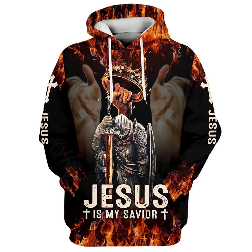 Jesus Is My Savior Knight 3D Hoodies Jesus Hoodie Men & Women, God 3D Printed Hoodie, Christian Apparel Hoodies