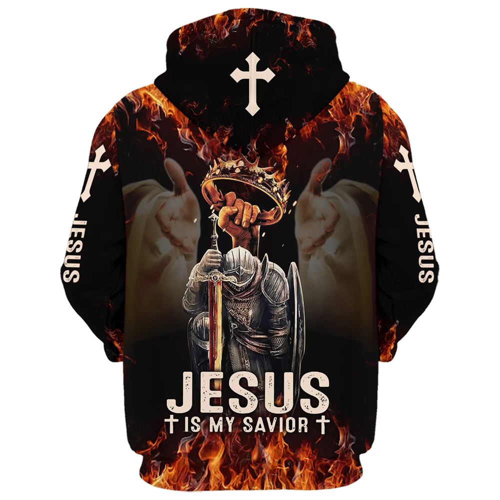Jesus Is My Savior Knight 3D Hoodies Jesus Hoodie Men & Women, God 3D Printed Hoodie, Christian Apparel Hoodies