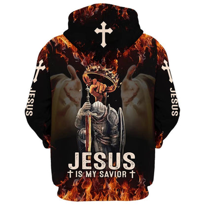 Jesus Is My Savior Knight 3D Hoodies Jesus Hoodie Men & Women, God 3D Printed Hoodie, Christian Apparel Hoodies