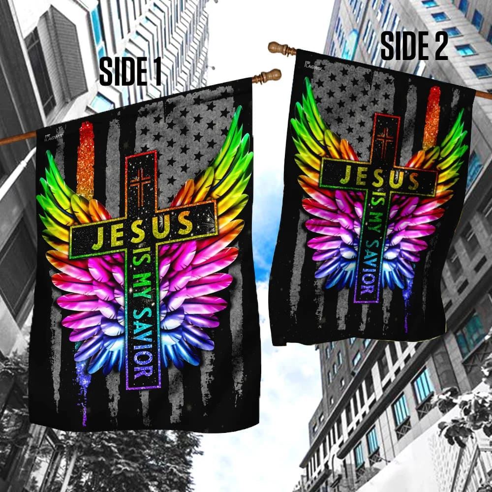 Jesus Is My Savior LGBT Wing House Flag, Christian Flag, Christian Flag, Scripture Flag, Garden Banner