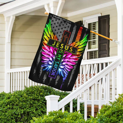 Jesus Is My Savior LGBT Wing House Flag, Christian Flag, Christian Flag, Scripture Flag, Garden Banner