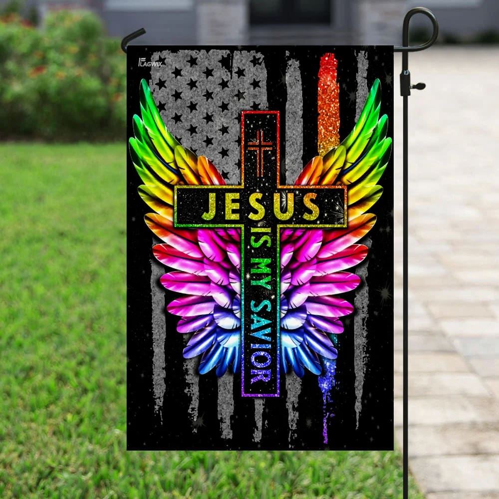 Jesus Is My Savior LGBT Wing House Flag, Christian Flag, Christian Flag, Scripture Flag, Garden Banner
