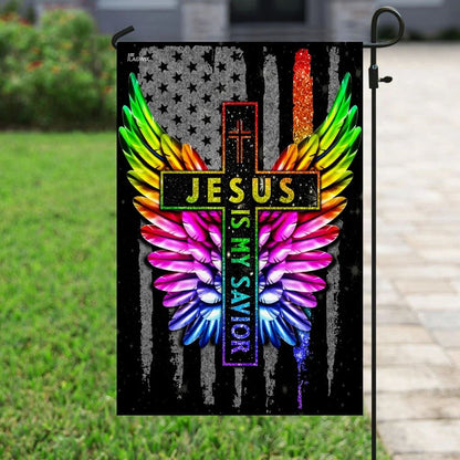Jesus Is My Savior LGBT Wing House Flag, Christian Flag, Christian Flag, Scripture Flag, Garden Banner