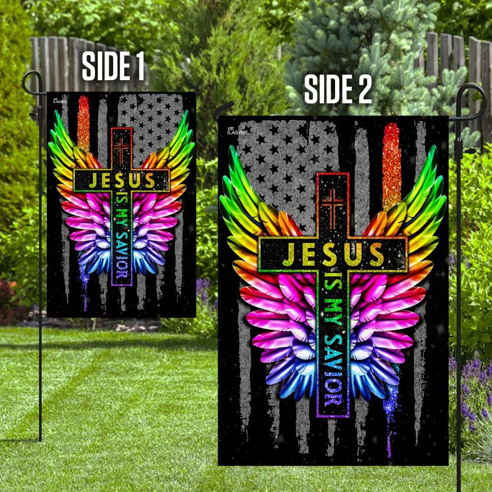 Jesus Is My Savior LGBT Wing House Flag, Christian Flag, Christian Flag, Scripture Flag, Garden Banner
