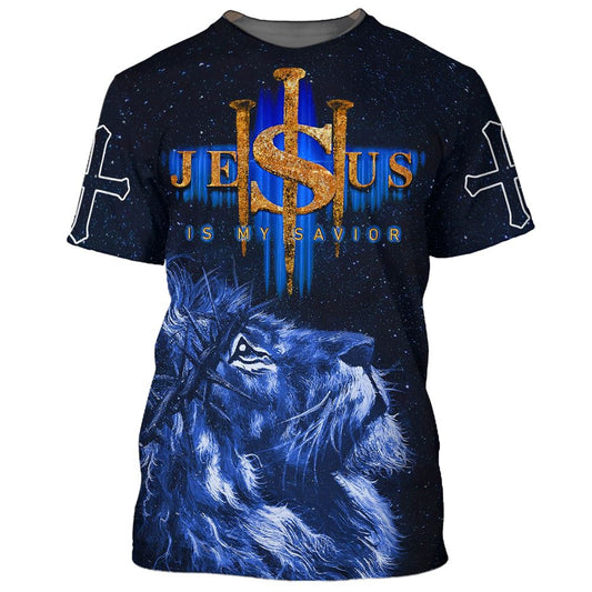 Jesus Is My Savior Lion All Over Print 3D T Shirt For Men And Women, Christian T-Shirt, Faith Shirt