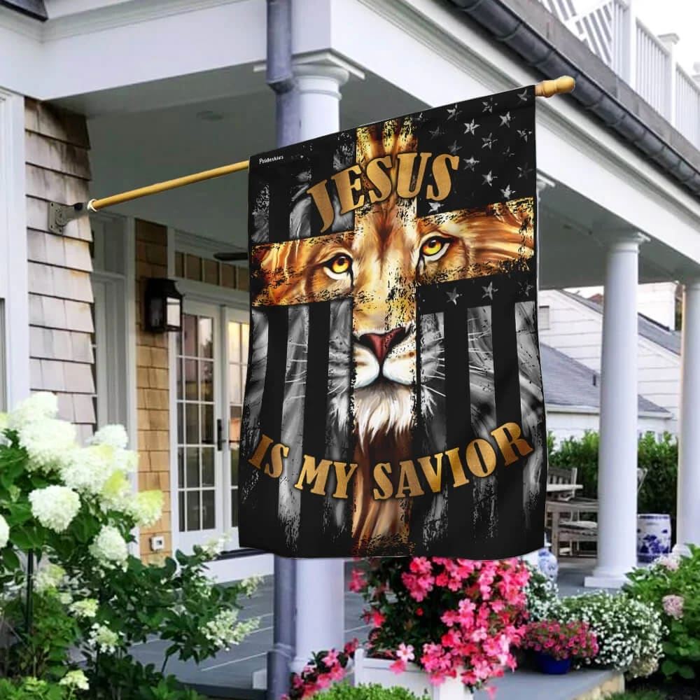 Jesus Is My Savior Lion Christian Cross House Flag, Christian Flag, Christian Flag, Scripture Flag, Garden Banner