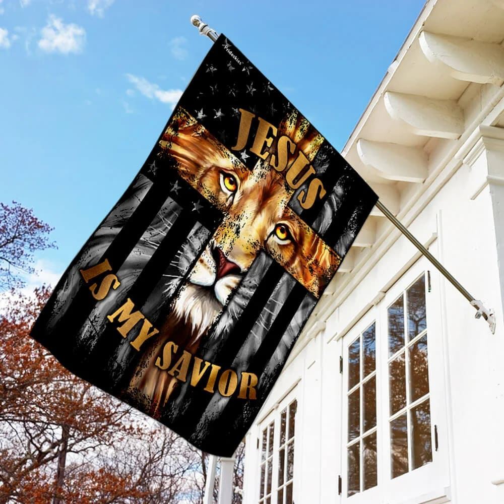 Jesus Is My Savior Lion Christian Cross House Flag, Christian Flag, Christian Flag, Scripture Flag, Garden Banner