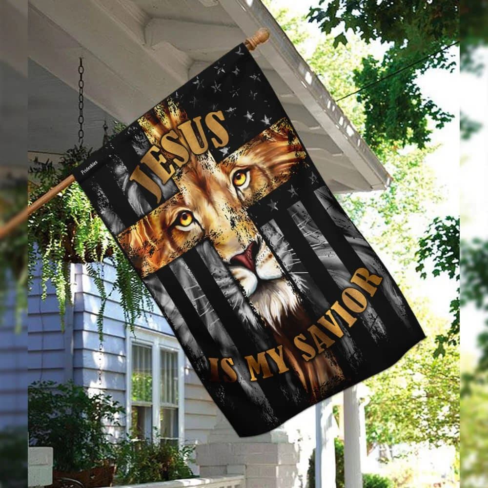 Jesus Is My Savior Lion Christian Cross House Flag, Christian Flag, Christian Flag, Scripture Flag, Garden Banner