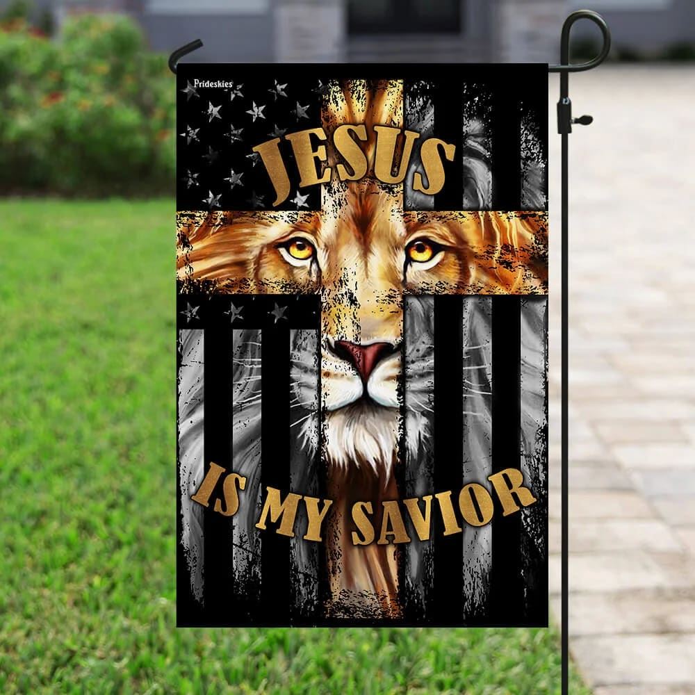 Jesus Is My Savior Lion Christian Cross House Flag, Christian Flag, Christian Flag, Scripture Flag, Garden Banner