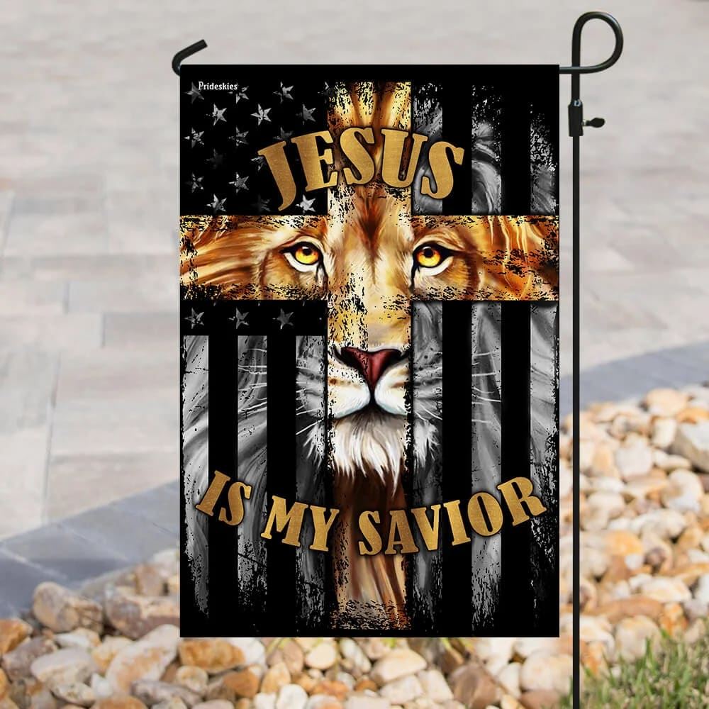 Jesus Is My Savior Lion Christian Cross House Flag, Christian Flag, Christian Flag, Scripture Flag, Garden Banner