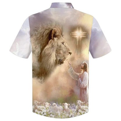 Jesus Is My Savior Lion Lambs Christian Faith Hawaiian Shirt For Men, Christian Hawaiian Shirt, Gift For Christian