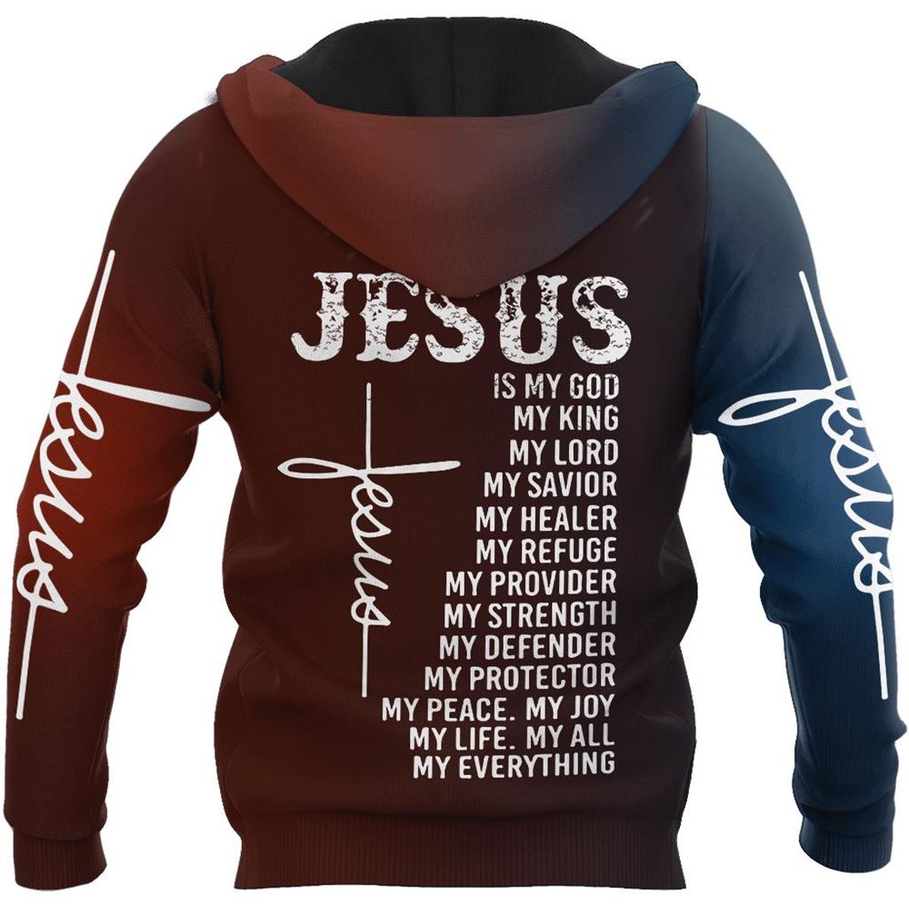 Jesus Is My Savior Red And Blue Cross God 3D Hoodie For Man And Women, Jesus Printed 3D Hoodie