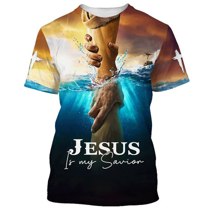 Jesus Is My Savior Take My Hand God All Over Print 3D T Shirt For Men And Women, Christian T-Shirt, Faith Shirt