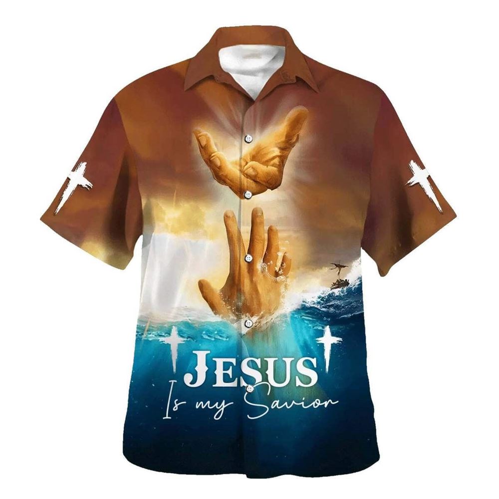 Jesus Is My Savior Take My Hand God Hawaiian Shirt For Men, Christian Hawaiian Shirt, Gift For Christian