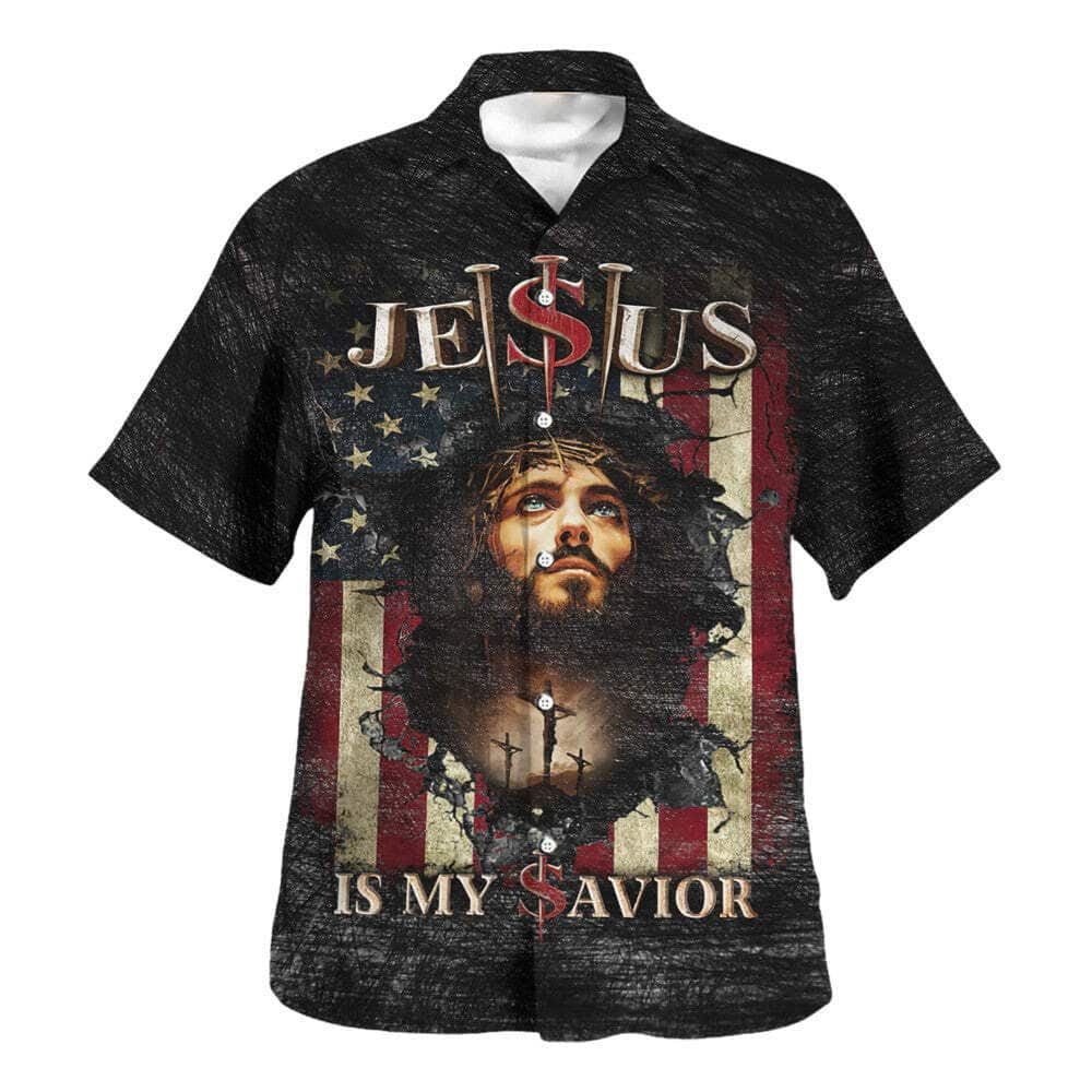 Jesus Is My Savior US American Flag Hawaiian Shirt For Men, Christian Hawaiian Shirt, Gift For Christian