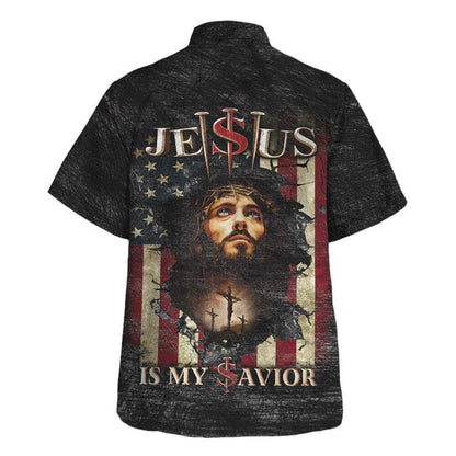 Jesus Is My Savior US American Flag Hawaiian Shirt For Men, Christian Hawaiian Shirt, Gift For Christian