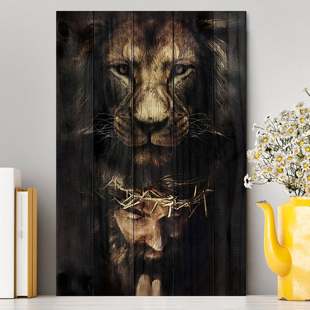 Jesus Is Praying Lion Canvas Prints - Lion Canvas Art - Christian Inspirational Canvas