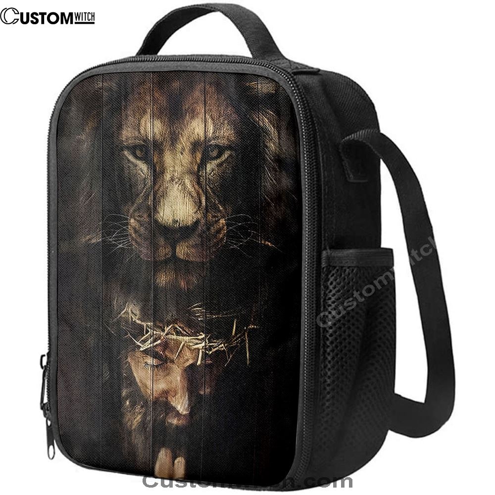Jesus Is Praying Lion Lunch Bag - Lion Lunch Bag, Christian Lunch Box For School, Picnic