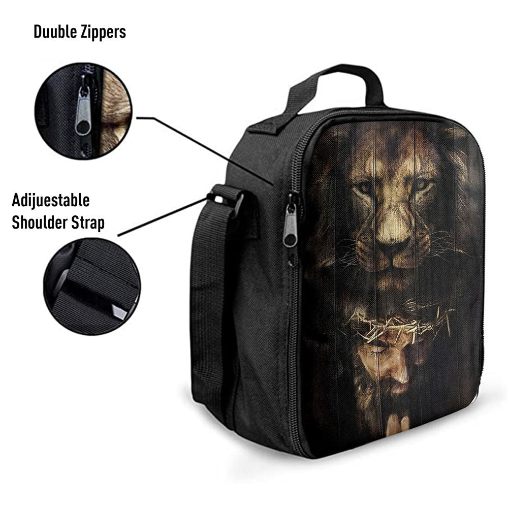 Jesus Is Praying Lion Lunch Bag - Lion Lunch Bag, Christian Lunch Box For School, Picnic