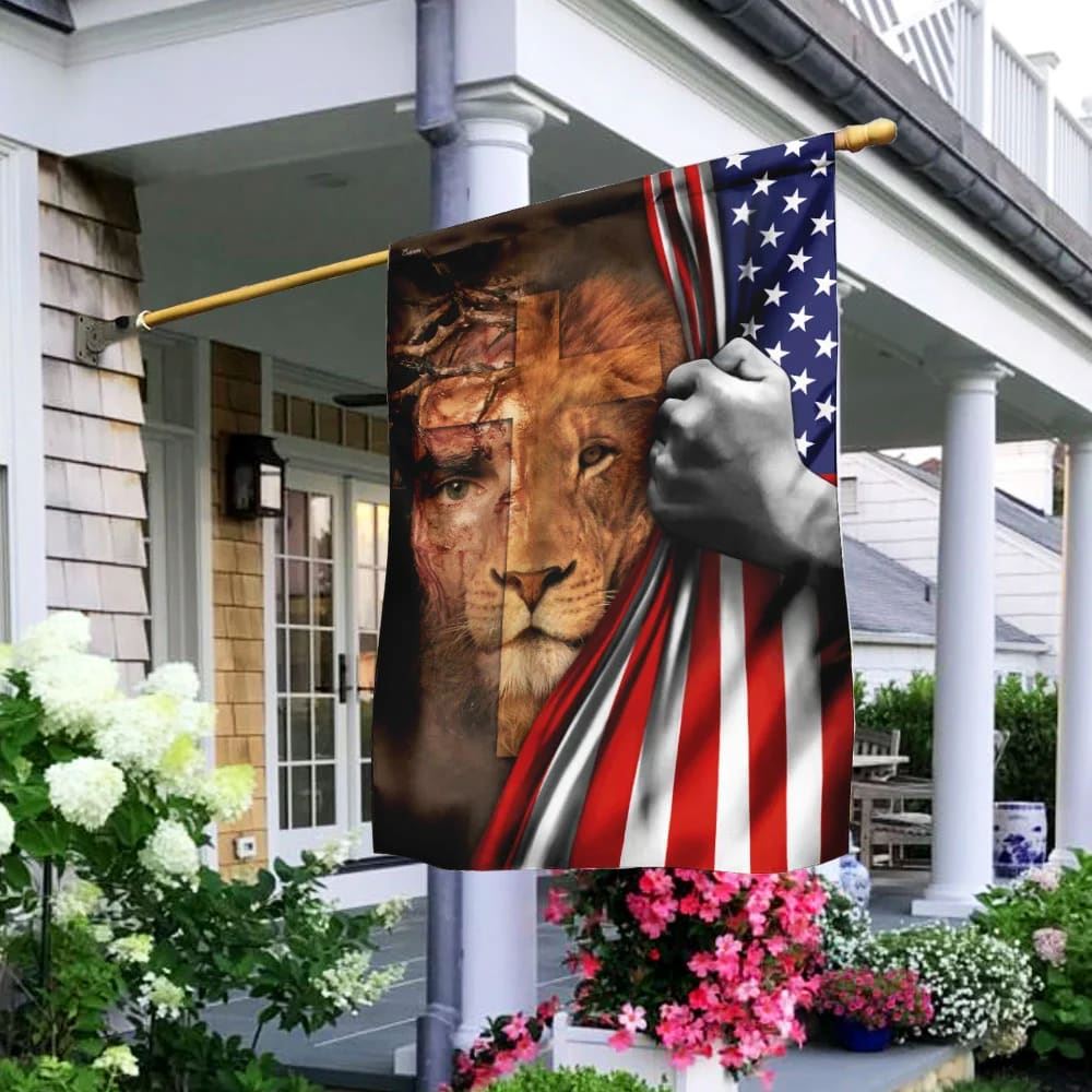 Jesus Is Risen Lion American US House Flag, Christian Flag, Christian Flag, Scripture Flag, Garden Banner