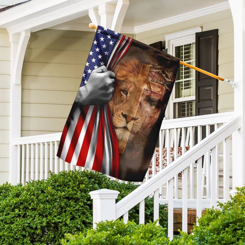 Jesus Is Risen Lion American US House Flag, Christian Flag, Christian Flag, Scripture Flag, Garden Banner