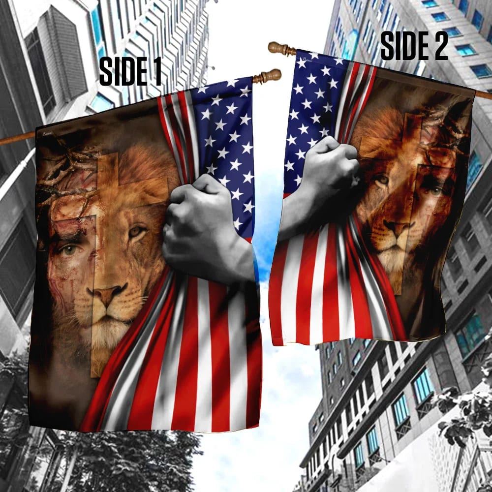 Jesus Is Risen Lion American US House Flag, Christian Flag, Christian Flag, Scripture Flag, Garden Banner