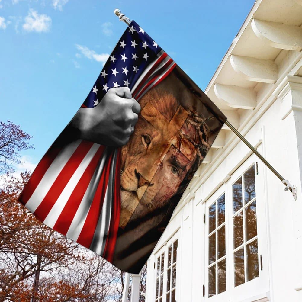Jesus Is Risen Lion American US House Flag, Christian Flag, Christian Flag, Scripture Flag, Garden Banner