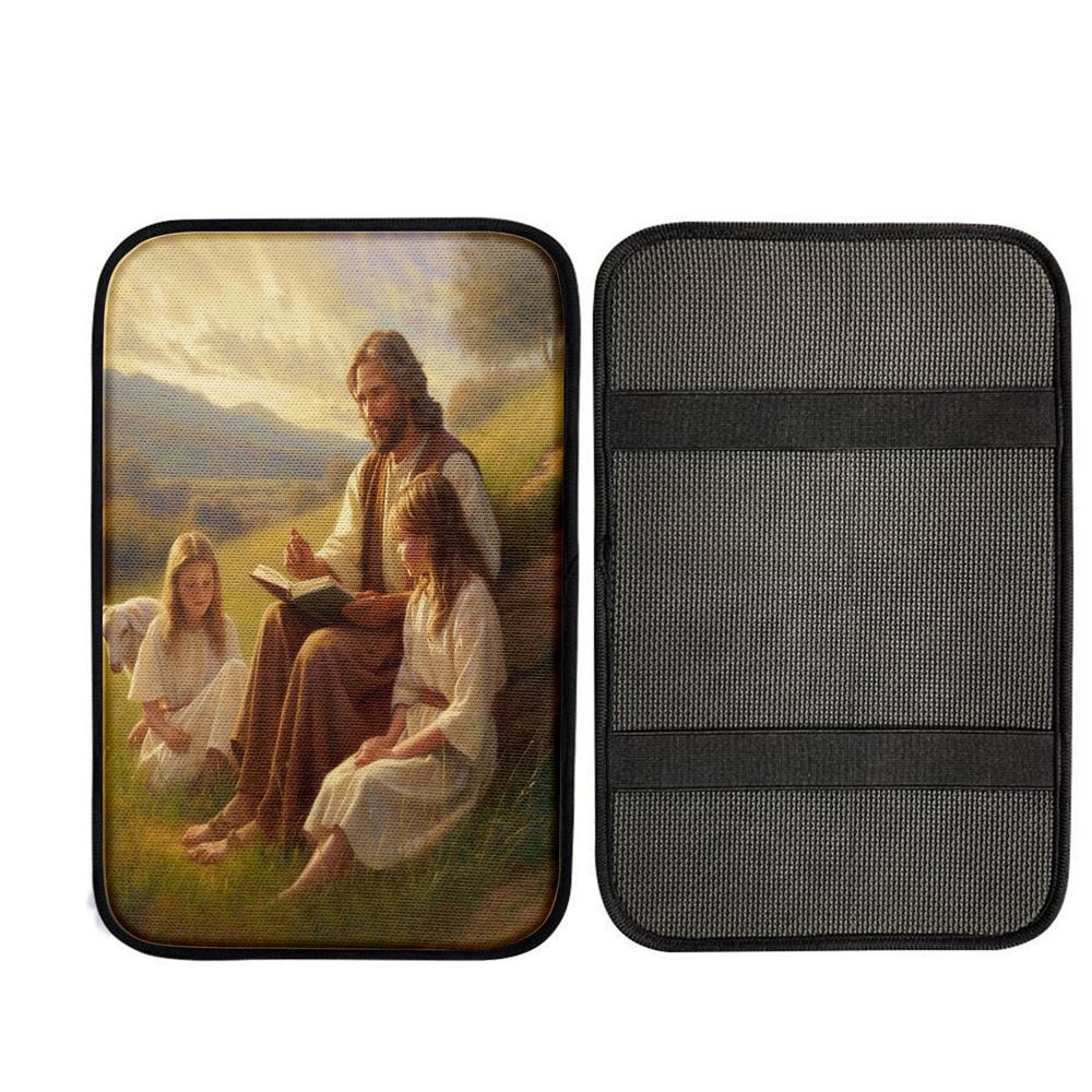 Jesus Is Teaching Children About Bible In The C1 Car Center Console Cover, God Car Armrest Accessories