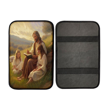 Jesus Is Teaching Children About Bible In The C1 Car Center Console Cover, God Car Armrest Accessories