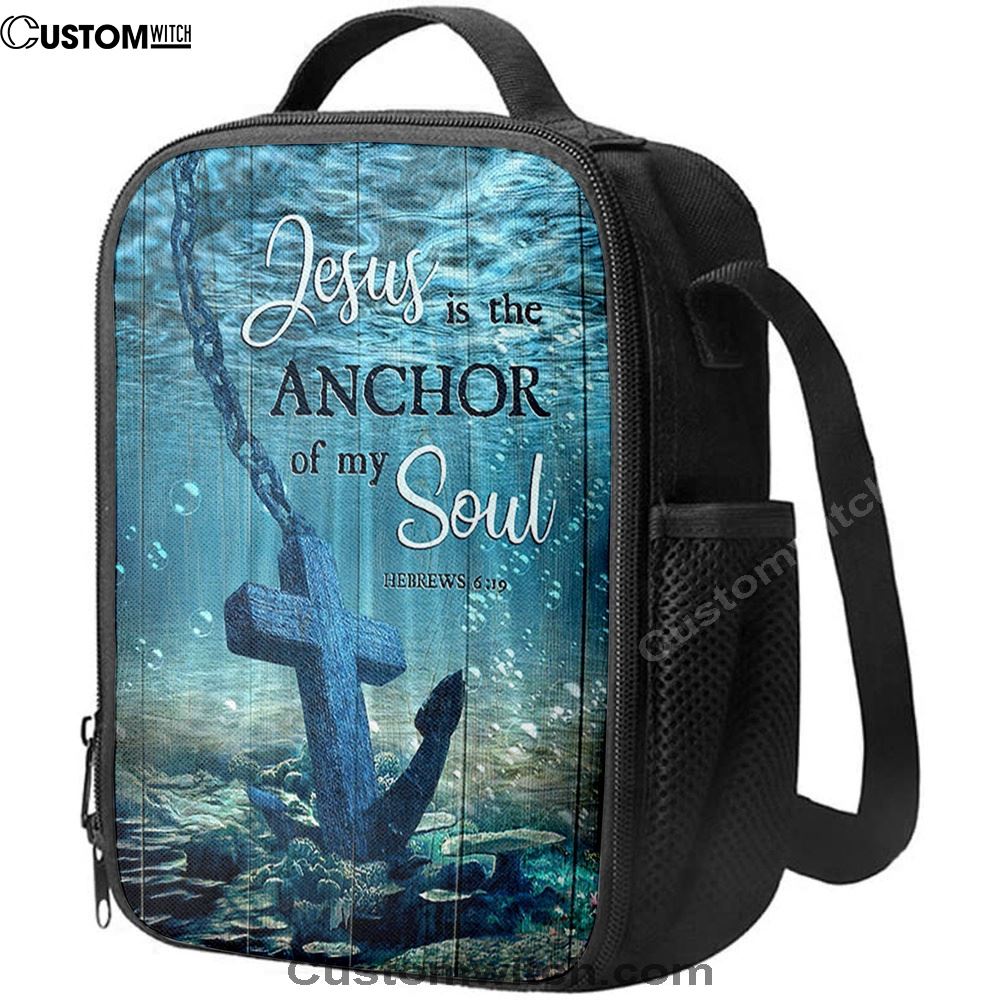 Jesus Is The Anchor Of My Soul Blue Ocean Cross Lunch Bag, Christian Lunch Box For School, Picnic